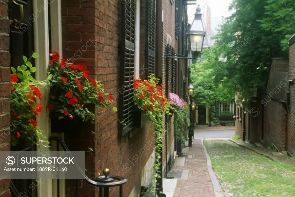 Historic Acorn Street in Boston, Massachusetts