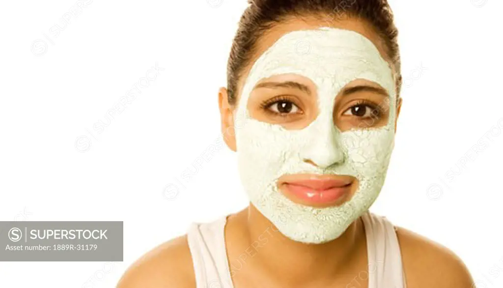 Woman with a facial mask