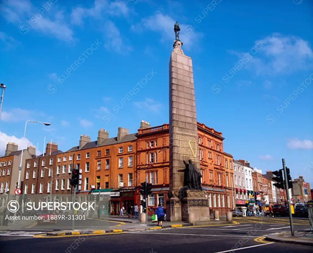 Dublin historic buildings, Parnell Monument, O'Connell Street, Ireland