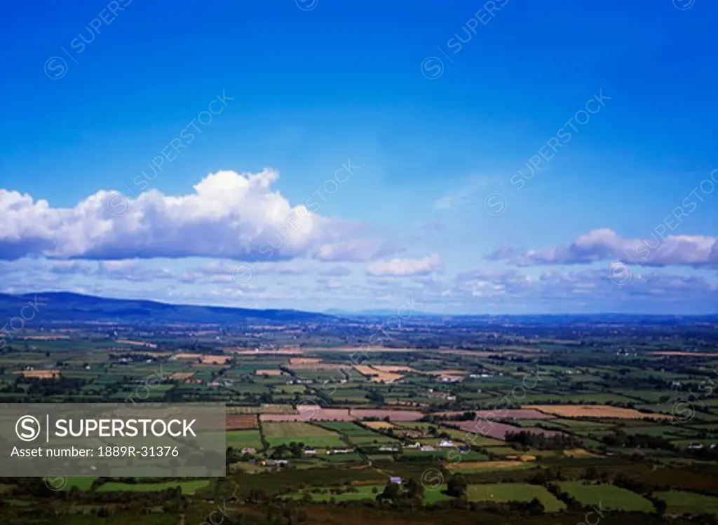 Tipperary fields from the Knockmealdown Mountains, Co Waterford, Ireland