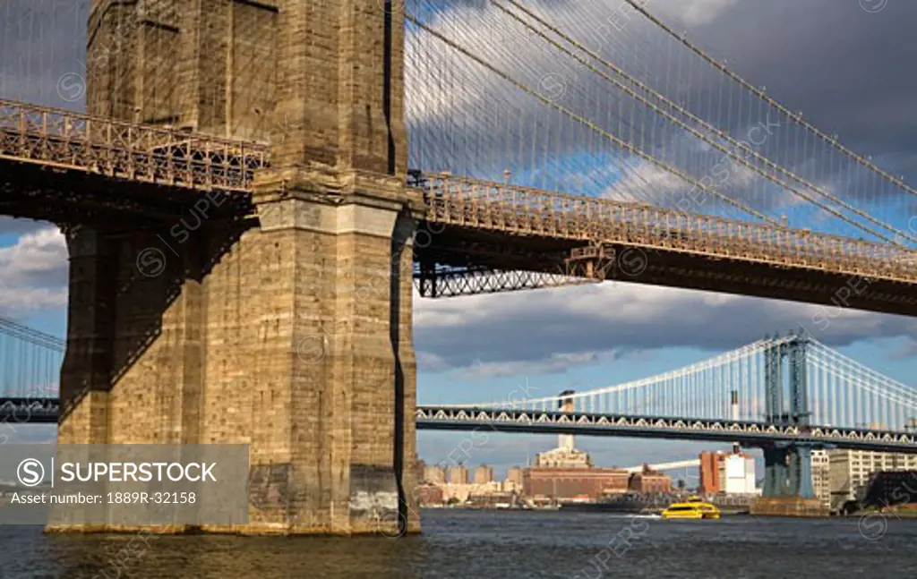 Brooklyn Bridge & Brooklyn Heights Skyline viewed from Lower Manhattan, New York City, New York, USA  