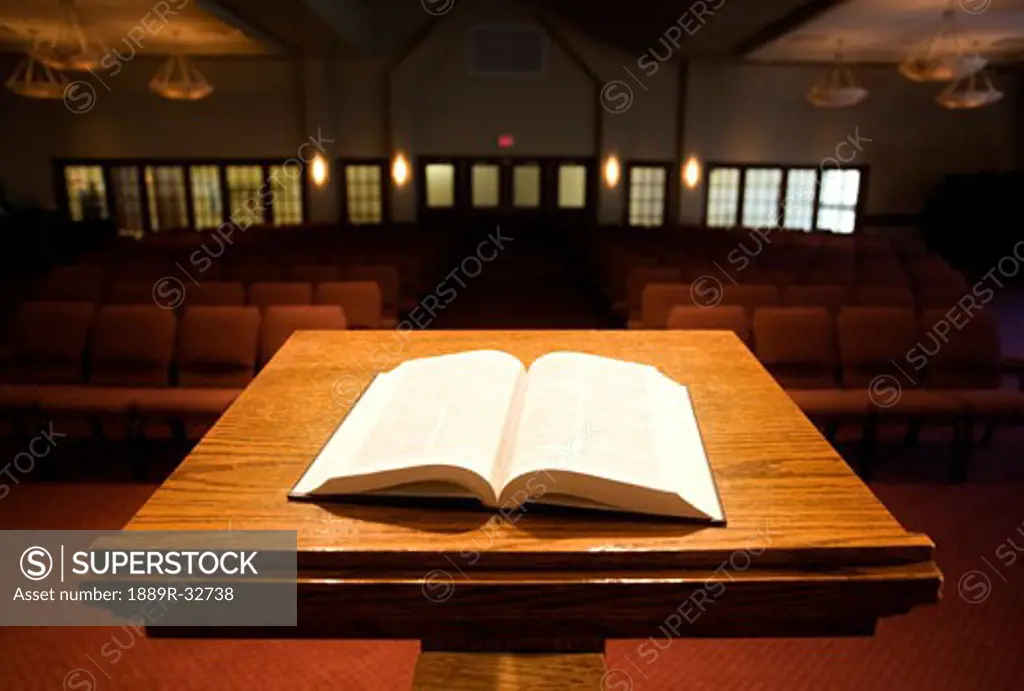 Bible on podium in church