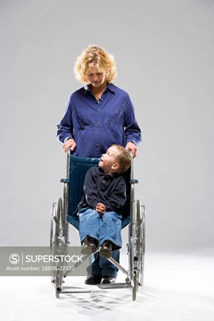 Mother and child in wheelchair