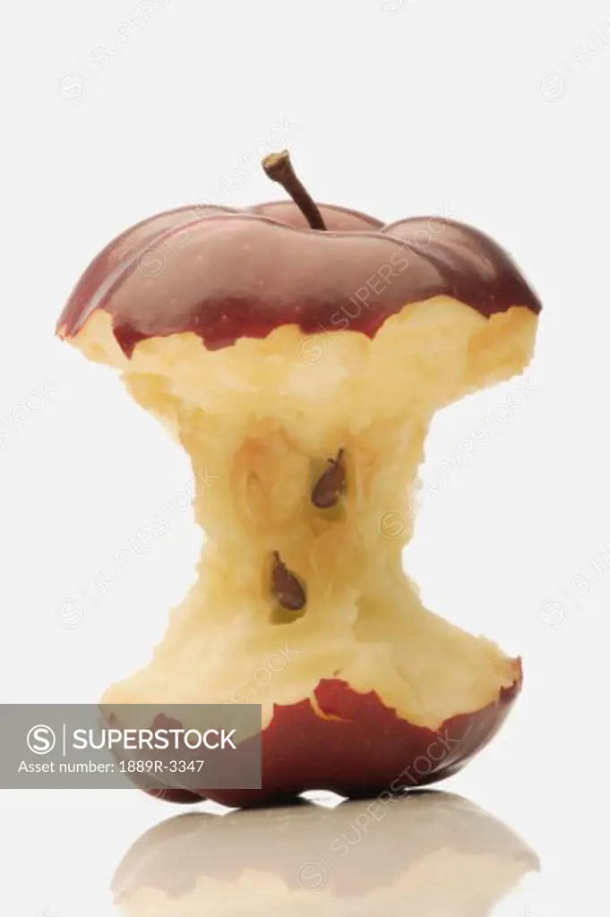 close up of red apple core