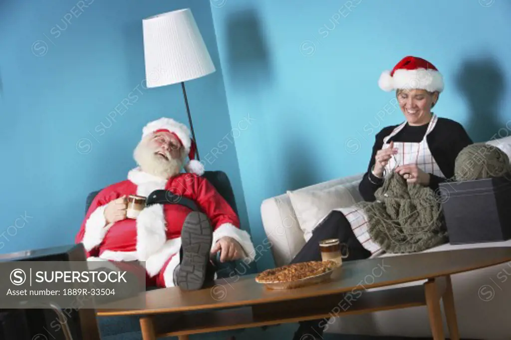 Santa and Mrs. Claus relaxing