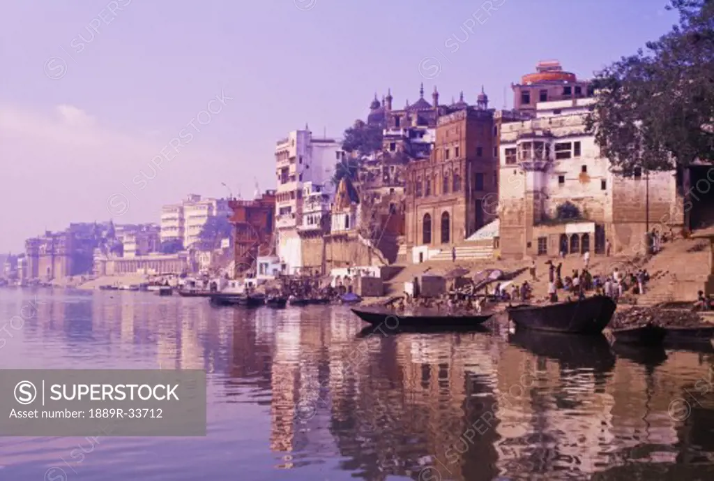 Ghats on the bank of the Ganges river, Varanasi, India