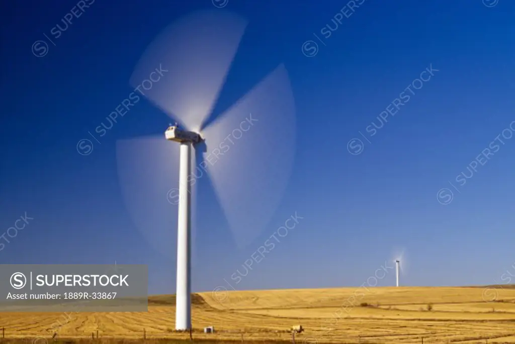 Windmills generating electricity near Pincher Creek, Alberta, Canada