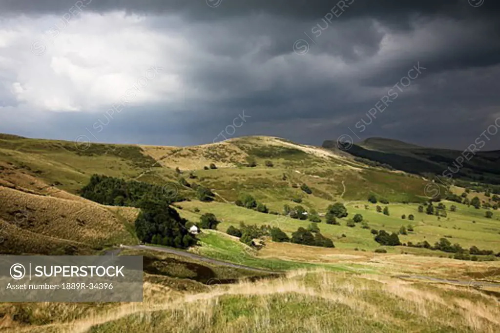 Lose Hill, Derbyshire, UK in stormy weather