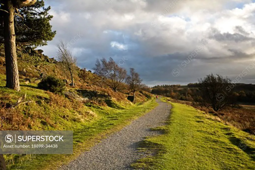 Narrow road, Peak District National Park, Derbyshire, England