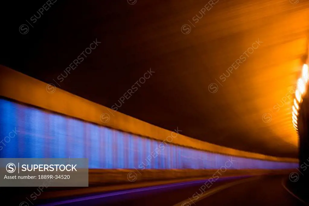 Highway through tunnel, Alberta, Canada