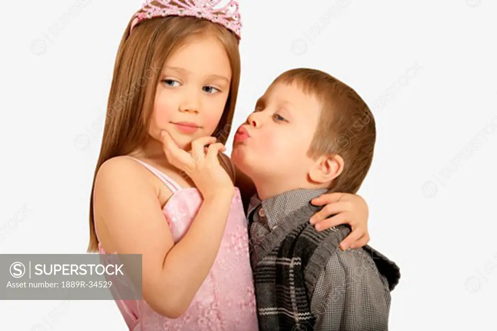 Boy trying to kiss princess
