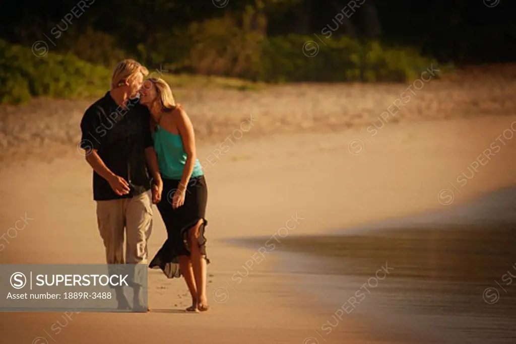 Romantic walk along the beach