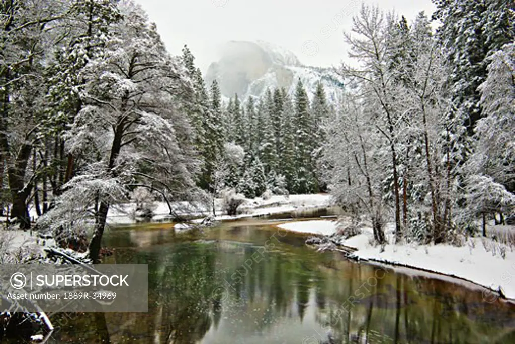 Merced river in the winter, Yosemite National Park, California, USA