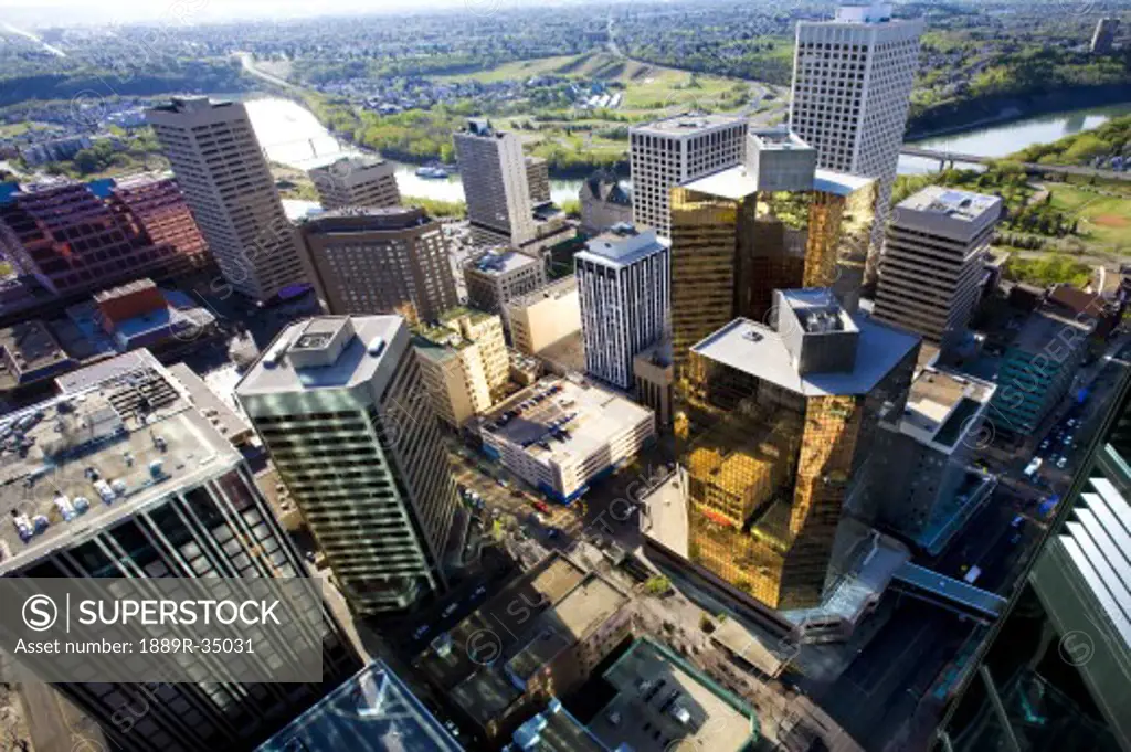 Aerial view of downtown, Edmonton, Alberta, Canada