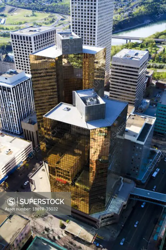 Aerial of downtown Edmonton, Alberta, Canada