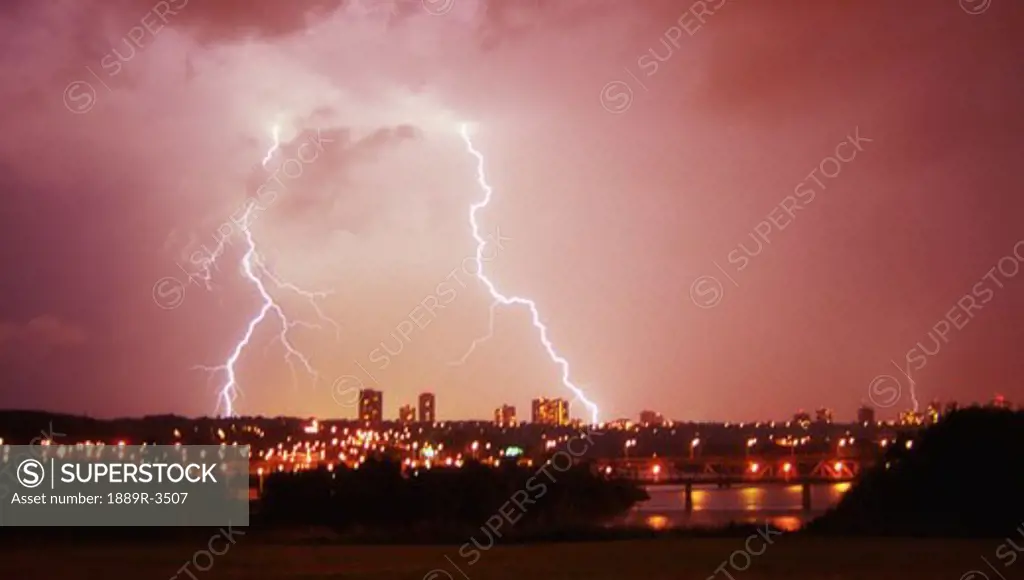 Thunder and lighting over the skyline