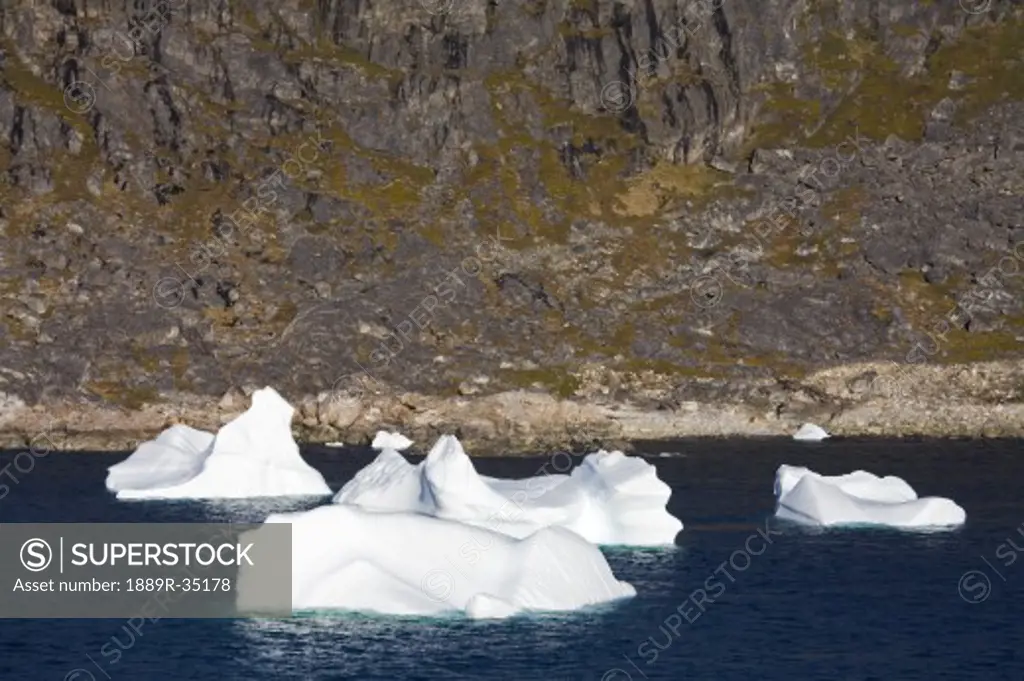 Icebergs, Port of Nanortalik, Island of Qoornoq, Province of Kitaa, Southern Greenland