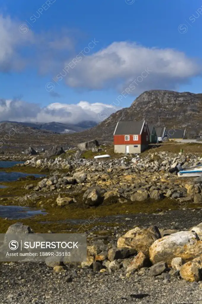 Houses in Nanortalik, Island of Qoornoq, Province of Kitaa, Southern Greenland