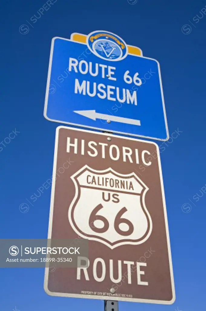 Signs, Route 66 Museum, Victorville, California, USA