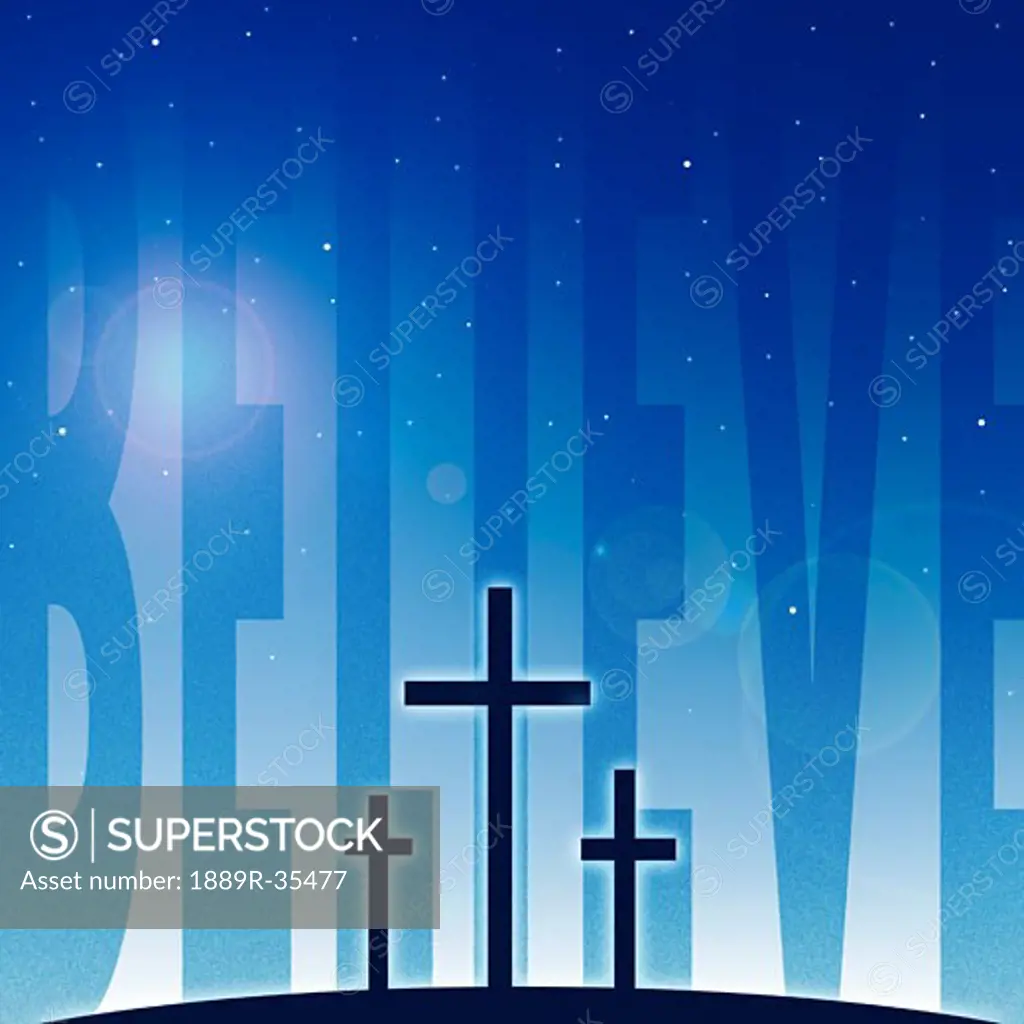 Three crosses and believe