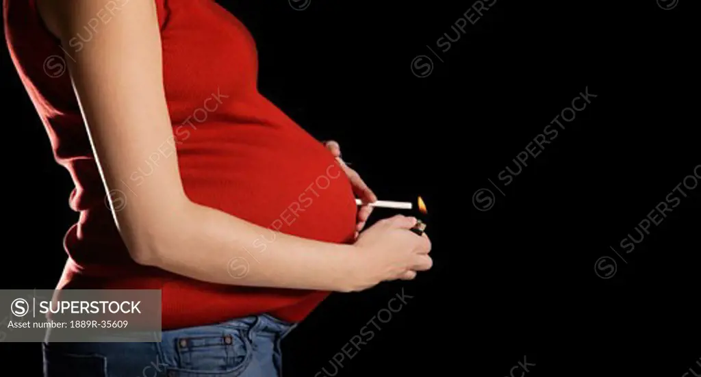 Lighting a cigarette for baby
