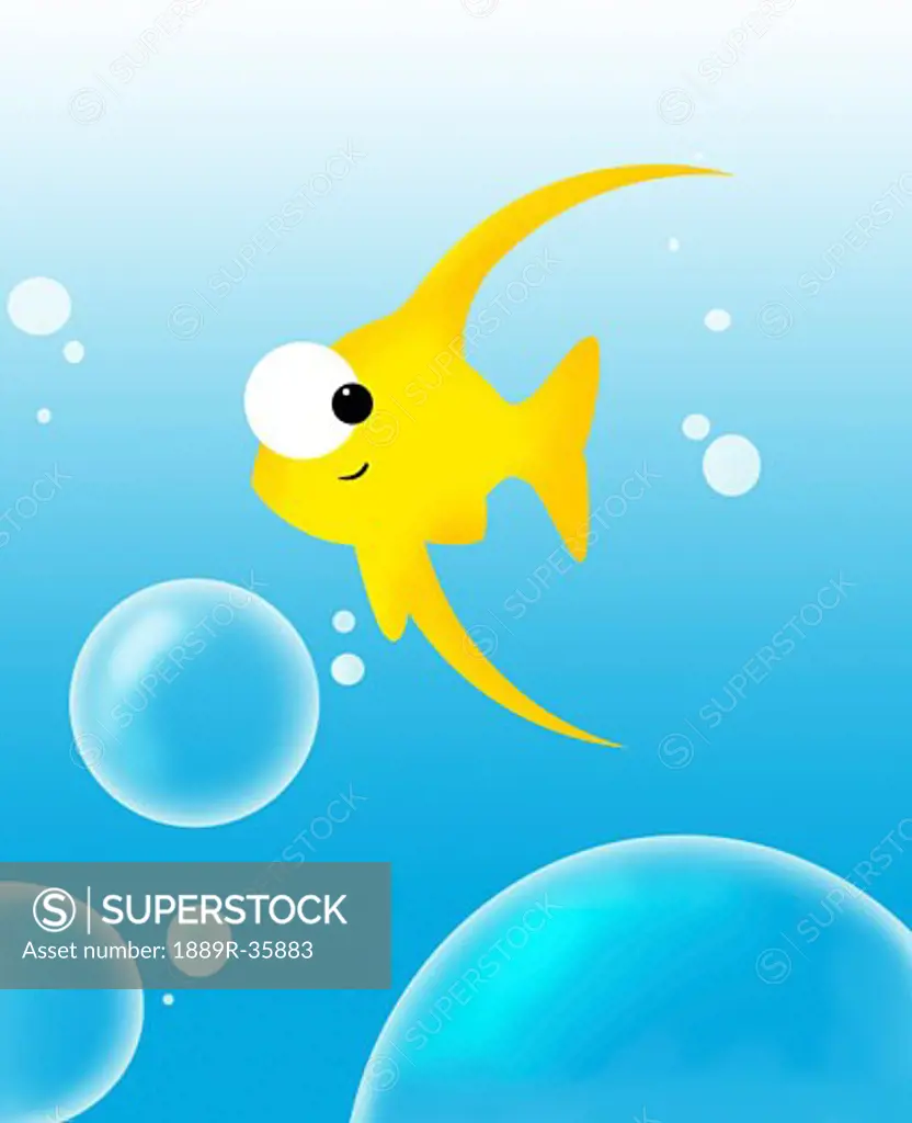 Illustration of fish and bubbles