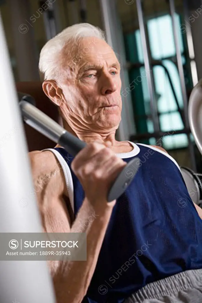 Senior man working out