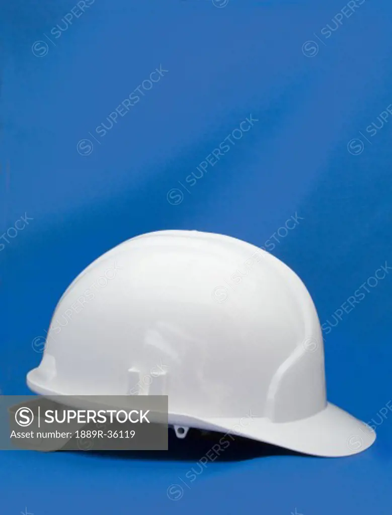 Hard hat on blue background