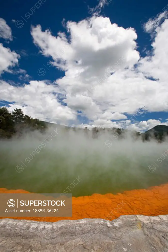 Champagne Pool at geothermal site, Wai-O-Tapu Thermal Wonderland on North Island of New Zealand