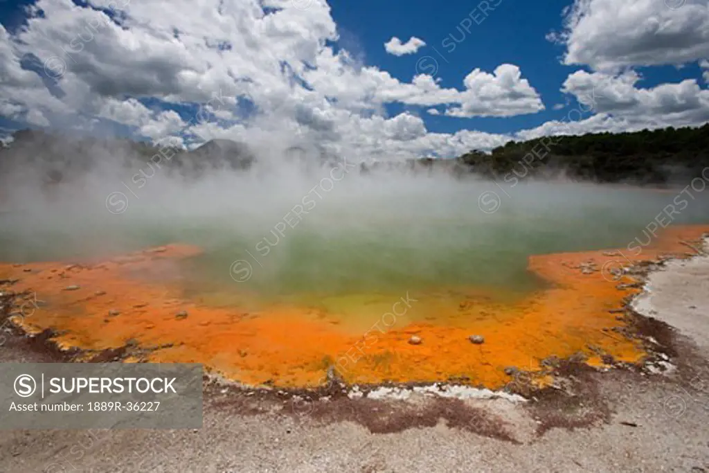 Champagne Pool at geothermal site, Wai-O-Tapu Thermal Wonderland on North Island of New Zealand