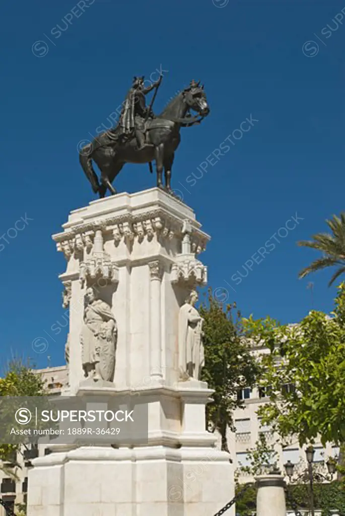 Monument of Saint Ferdinand in New Square, Seville, Andalucia, Spain