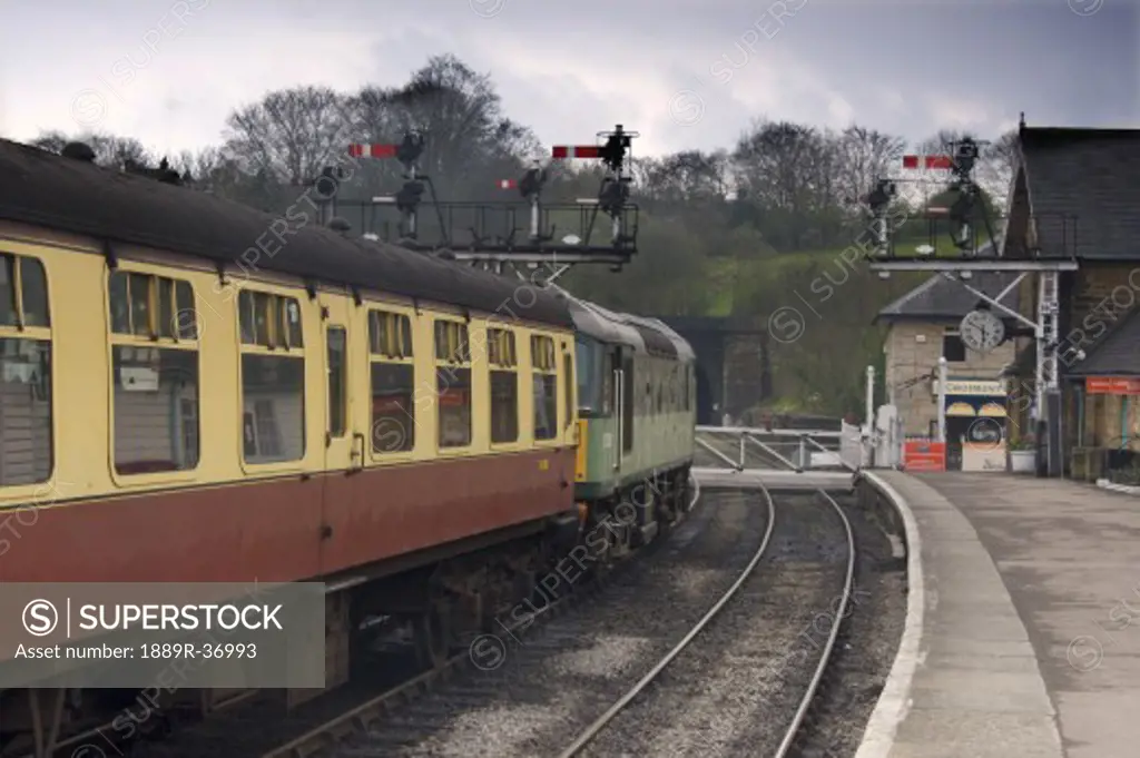 Train at station, Grosmont, North Yorkshire, England