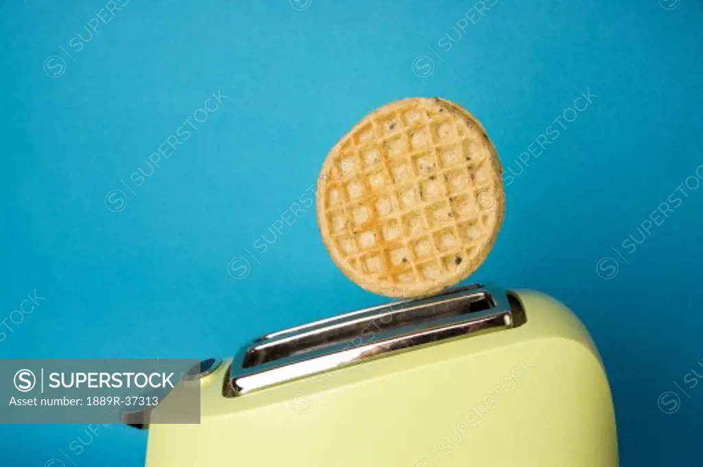 Waffle popping out of toaster
