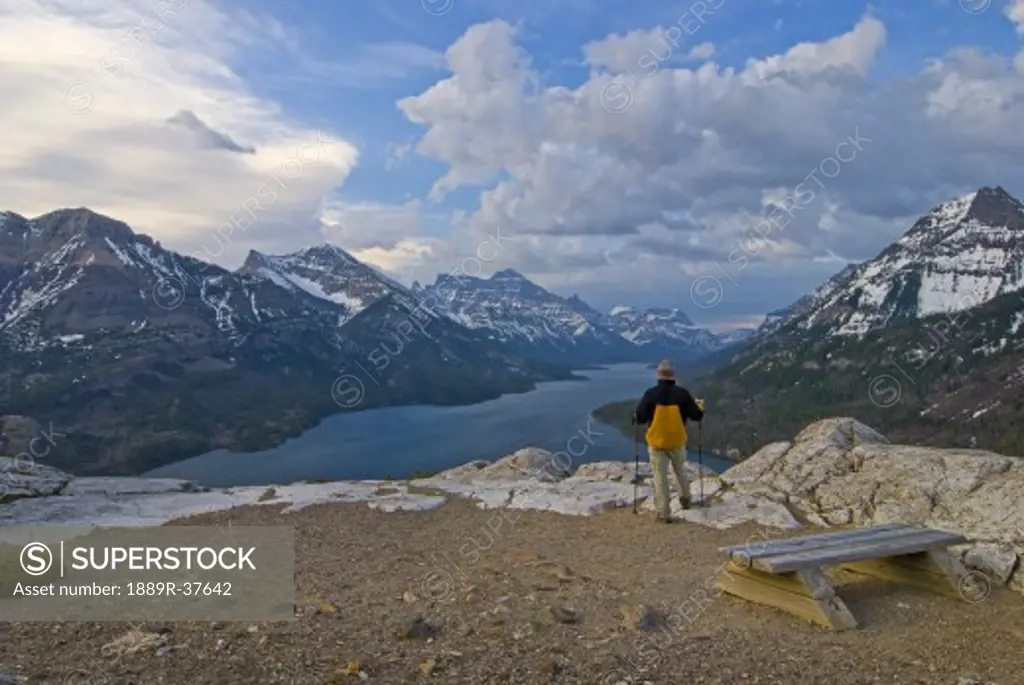 Waterton Lakes National Park, Alberta, Canada, Hiker standing in a national park