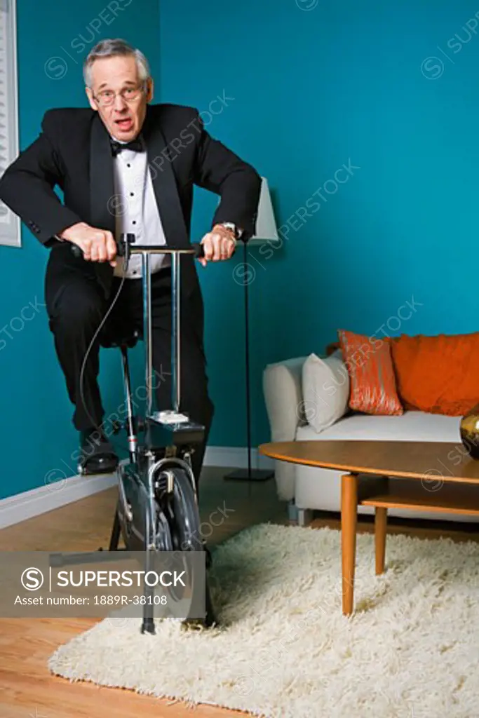 Senior Man Exercising In A Tuxedo