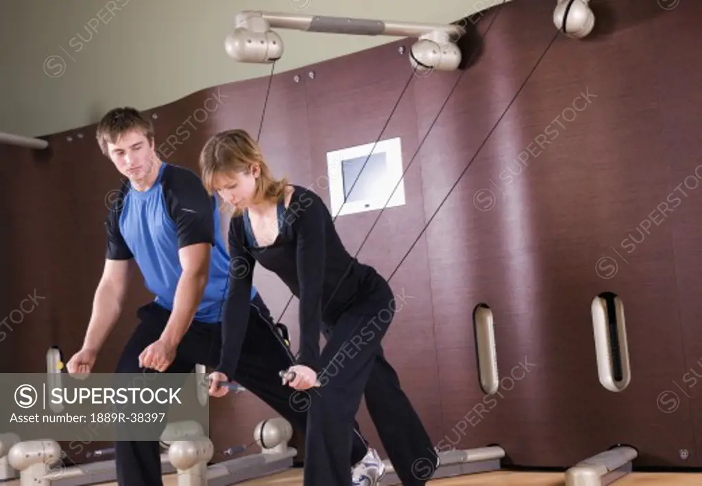 Man working out with woman