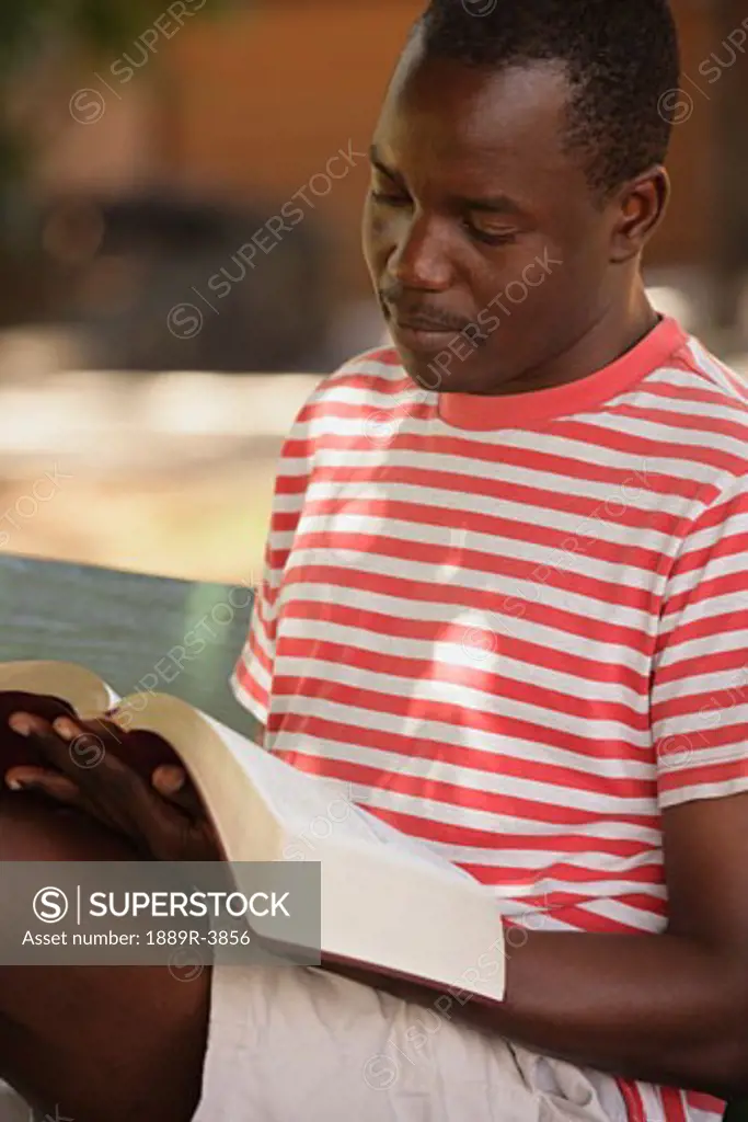 African American man reading