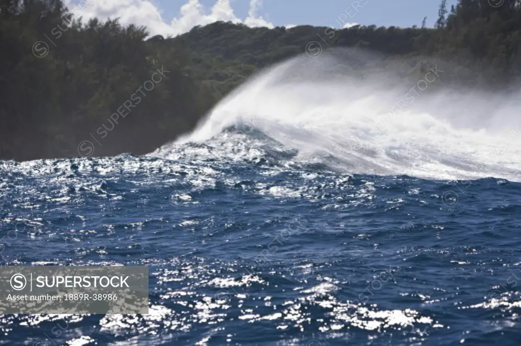 Giant wave breaks near 'Jaws', Maui North shore, Hawaii, USA  
