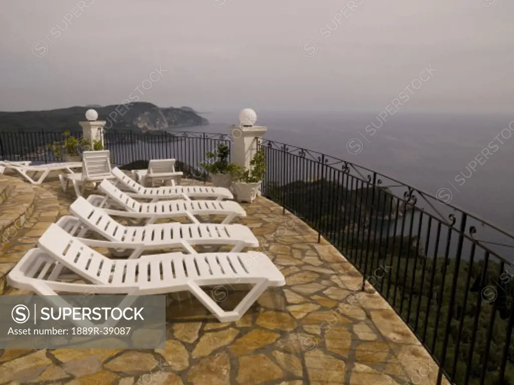 Deck chairs, Corfu, Greece  