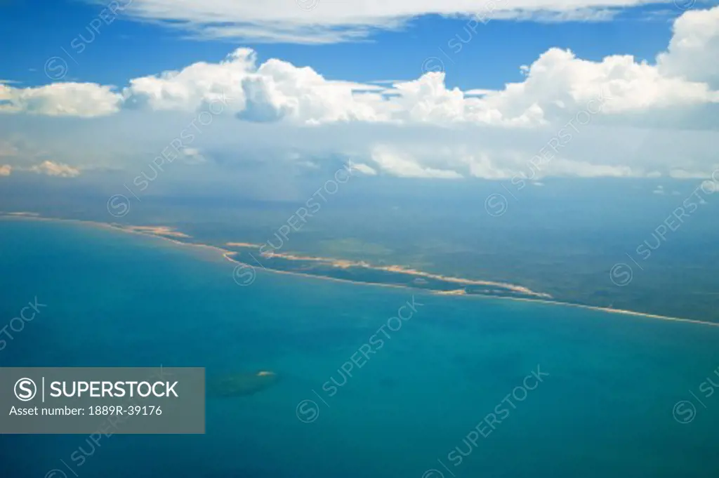 Aerial view of Zanzibar coastline, Tanzania, Africa  