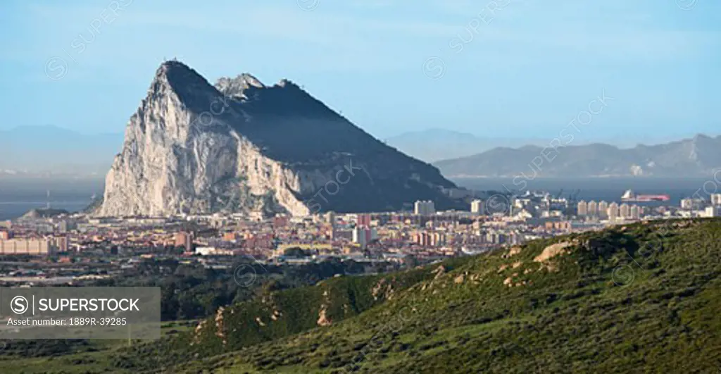 View to Gibraltar, near La Línea de la Concepción, Cadiz Province, Spain
