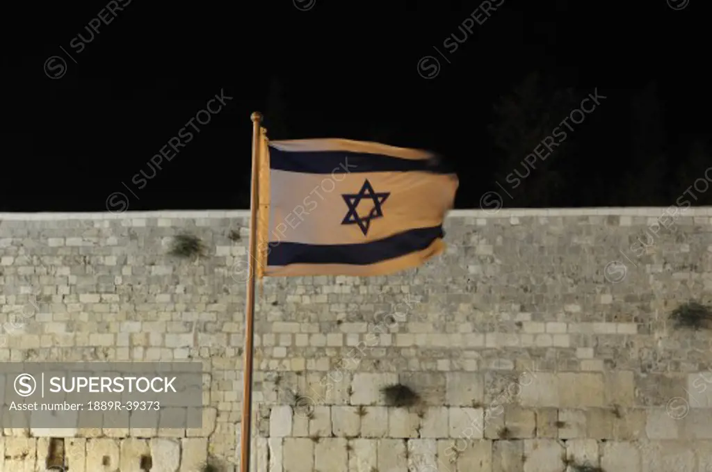 Western Wall, Israel flag, Jerusalem, Israel