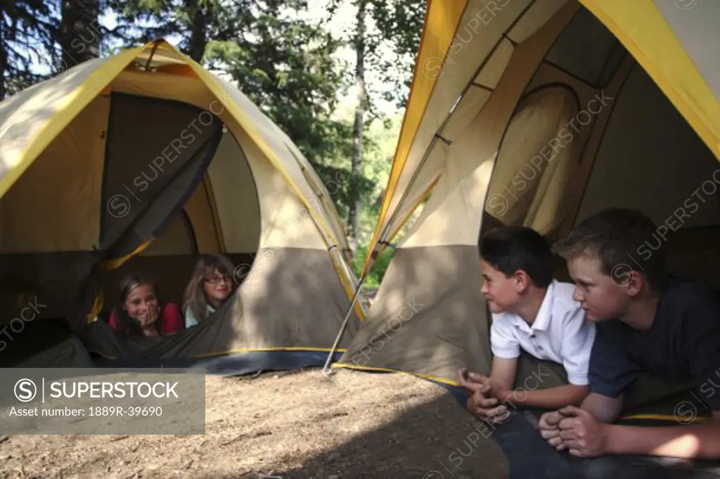 Boys and girls camping
