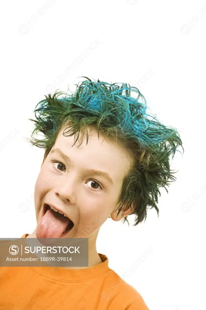 Boy with blue hair