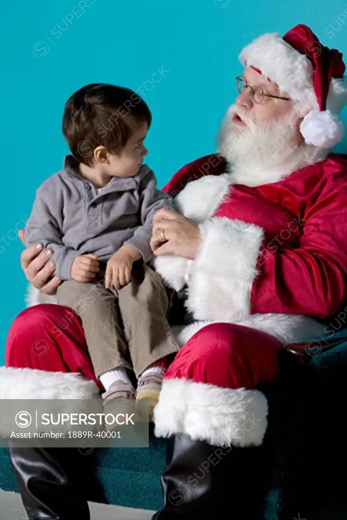 Little boy on Santa's lap