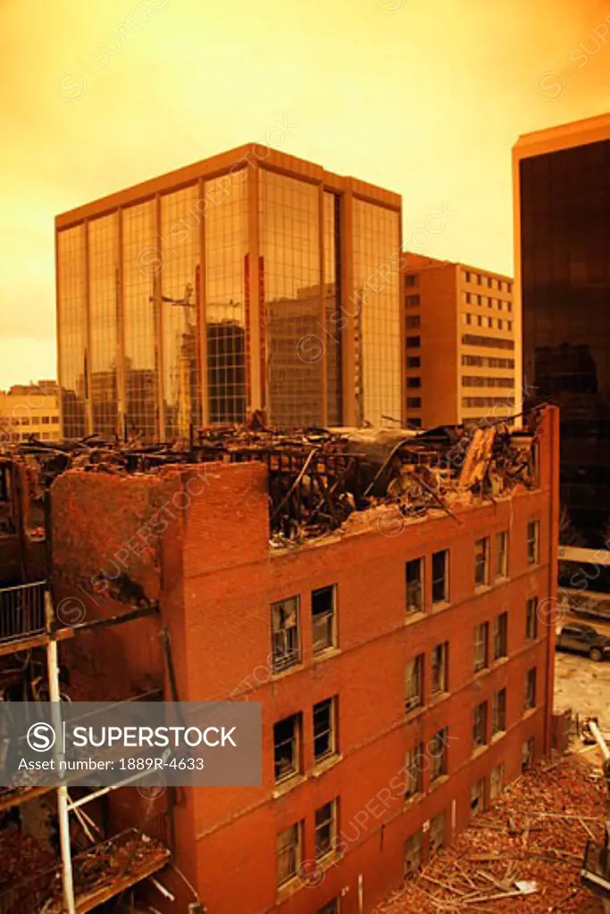 Demolition of a burned building