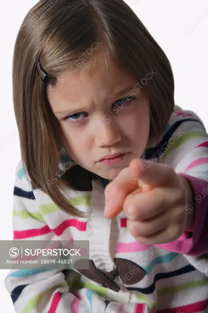 Angry girl, pointing her finger