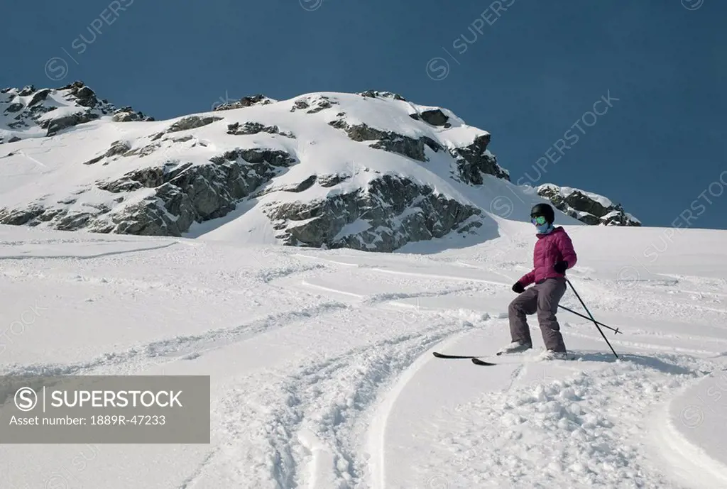 Downhill skier, Whistler, British Columbia, Canada