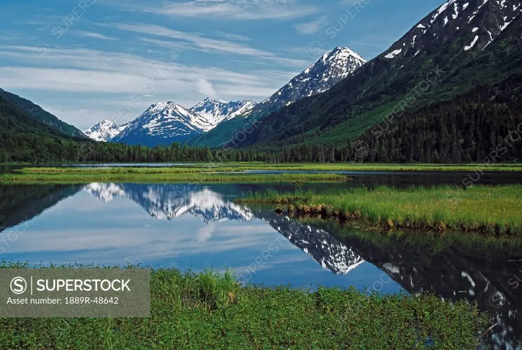 Snow_capped mountains, Tern Lake, Alaska