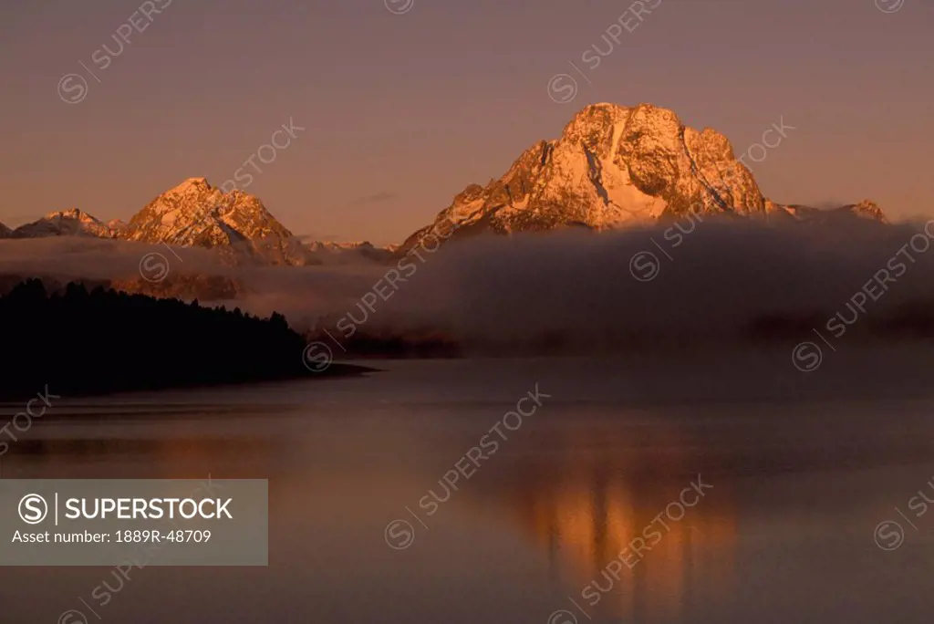 Mount Moran, Grand Teton Mountains, Jackson Lake, Grand Teton National Park, Wyoming, USA